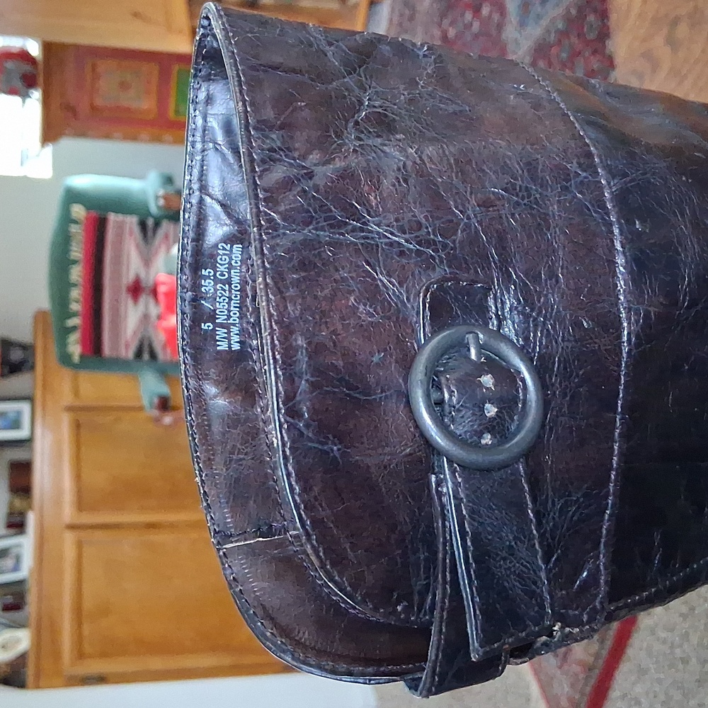 Born Chocolate Brown Leather Knee High Riding Moto Style Boots Size 5 - Picture 13 of 14